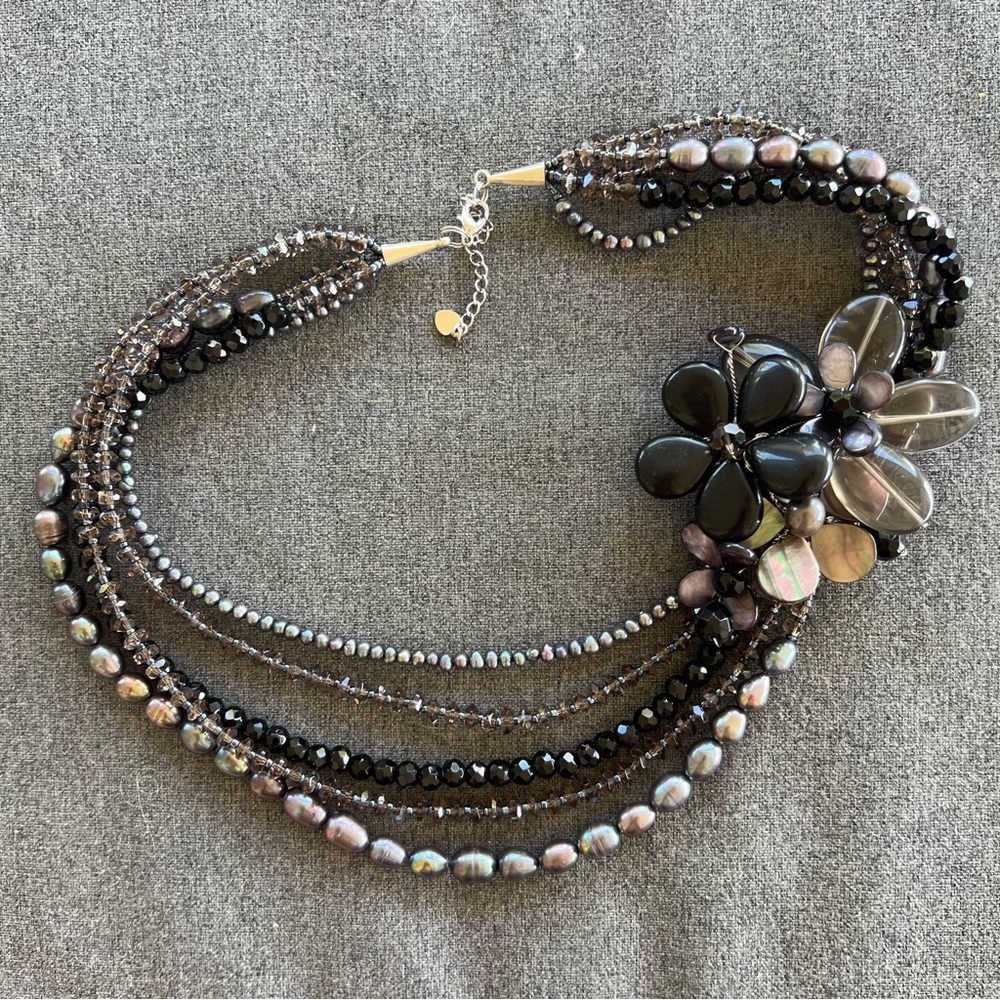 Elegant Black and Silver Beaded Necklace